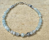 Aquamarine Lapis Moonstone with Rainbow Moonstone bracelet / sterling silver beaded gemstone bracelet