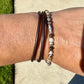 Leather wrap bracelet with petrified opal wood half cuff gemstones / beads