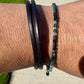 Leather wrap bracelet with Tourmaline Paraiba Blue gemstones / beads