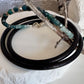 Leather wrap bracelet with Tourmaline Paraiba Blue gemstones / beads