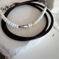 White turquoise leather wrap bracelet, genuine leather