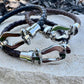 Leather bracelet with stainless steel horseshoe shackle