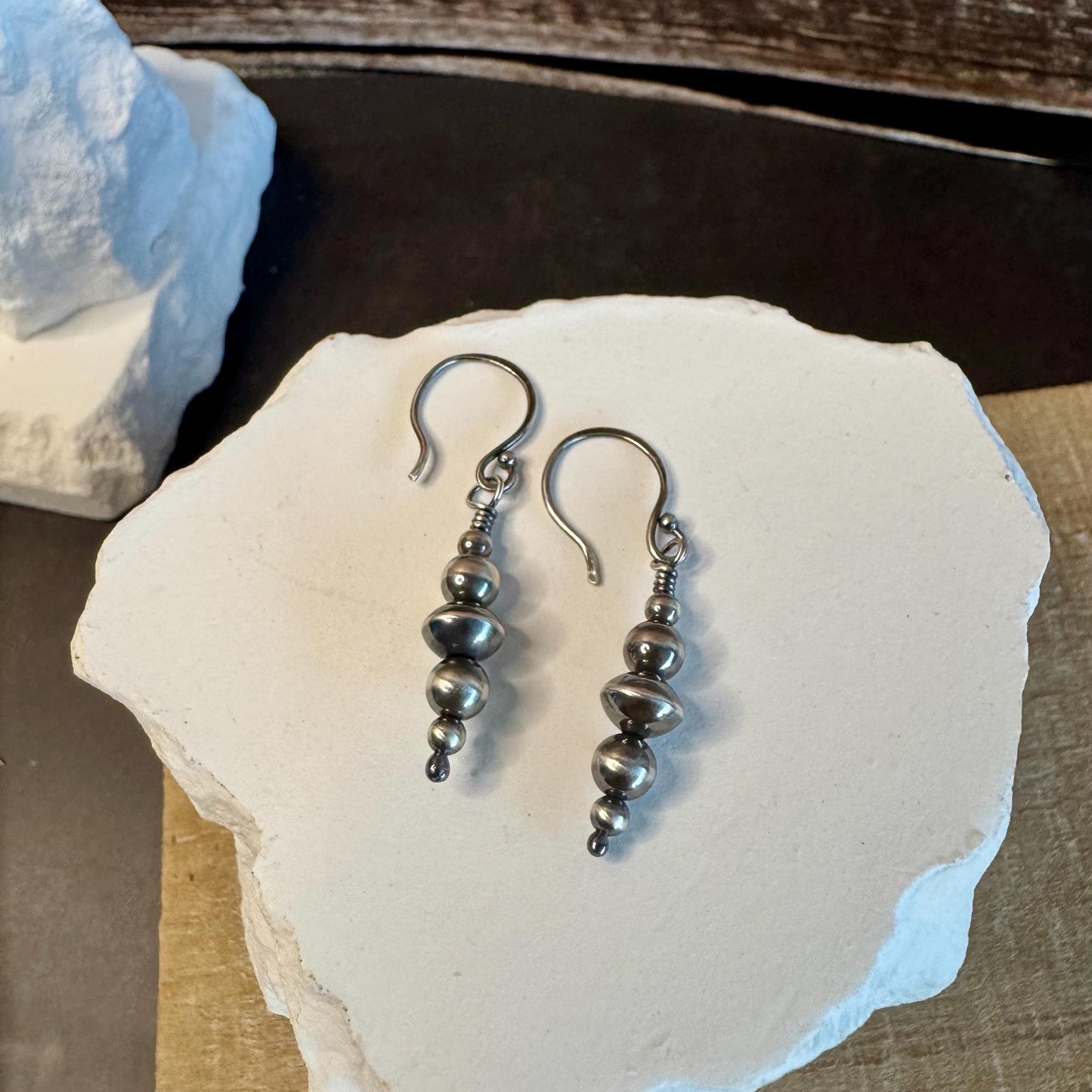 Navajo Pearl Dangle Earrings, Sterling Silver Drop Earrings, Navajo Pearl Earrings, Handmade Jewelry, Gift for Her