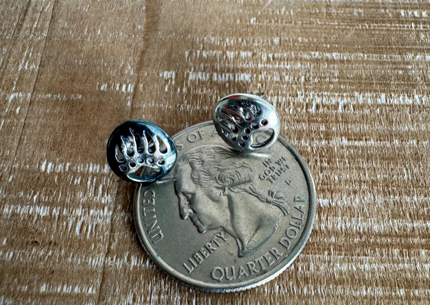 Bear paw sterling silver post earrings