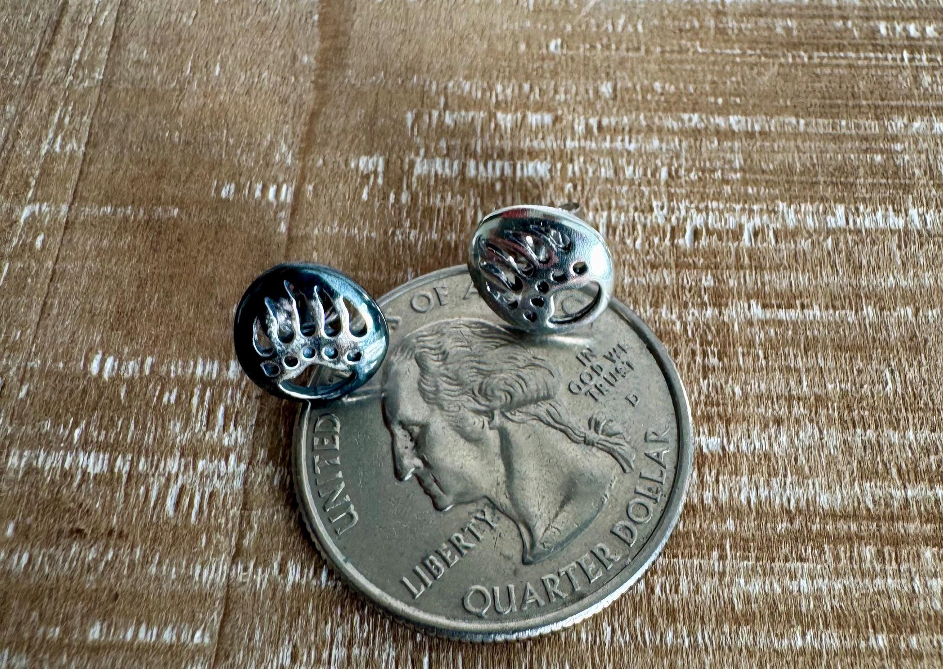 Bear paw sterling silver post earrings