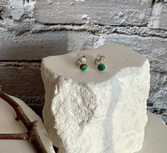 Turquoise Stud Earrings, Sterling Silver Post Earrings, Tiny Minimalist Earrings, Dainty Jewelry, Gift Idea