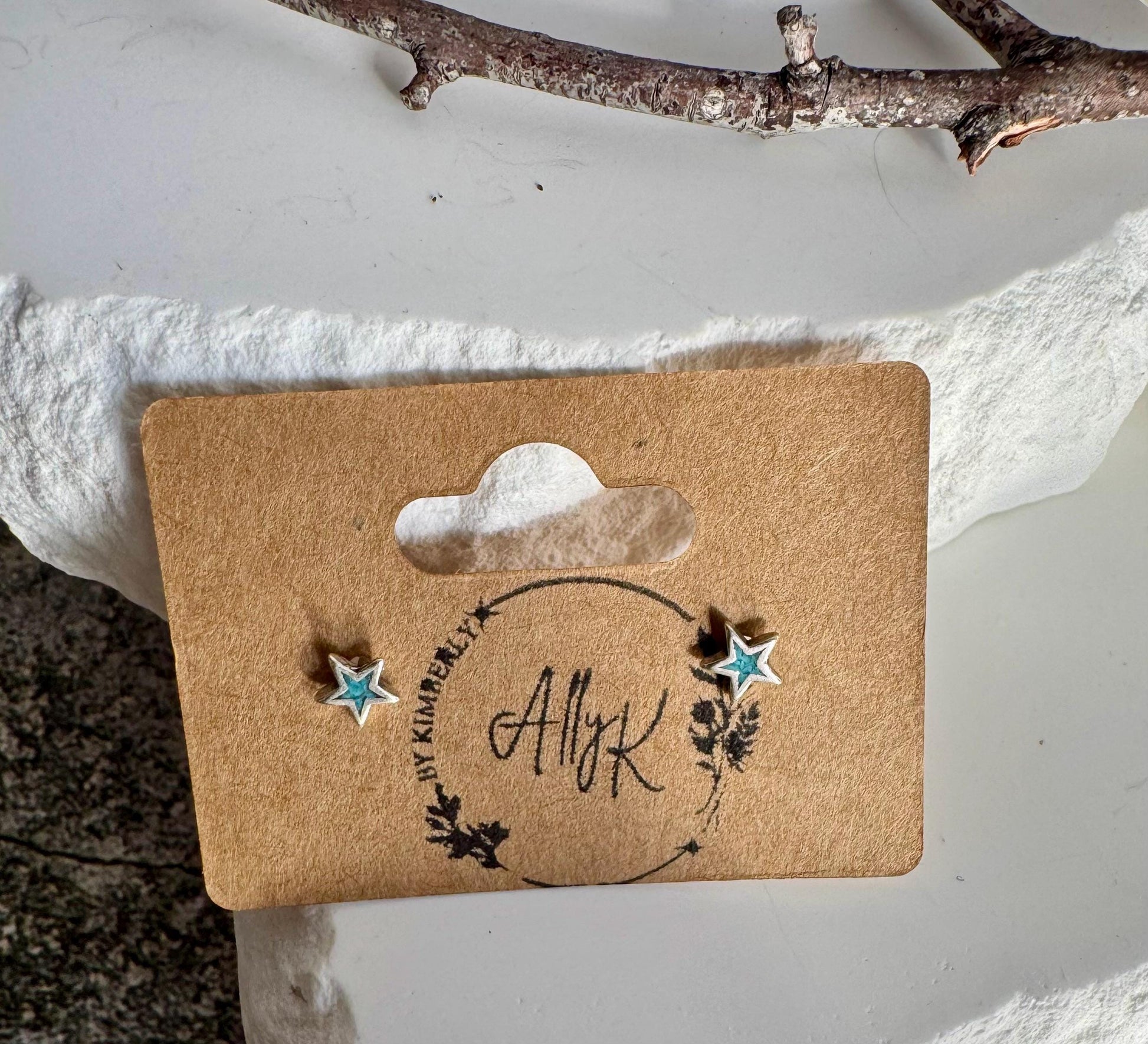 Turquoise star tiny sterling silver post earrings