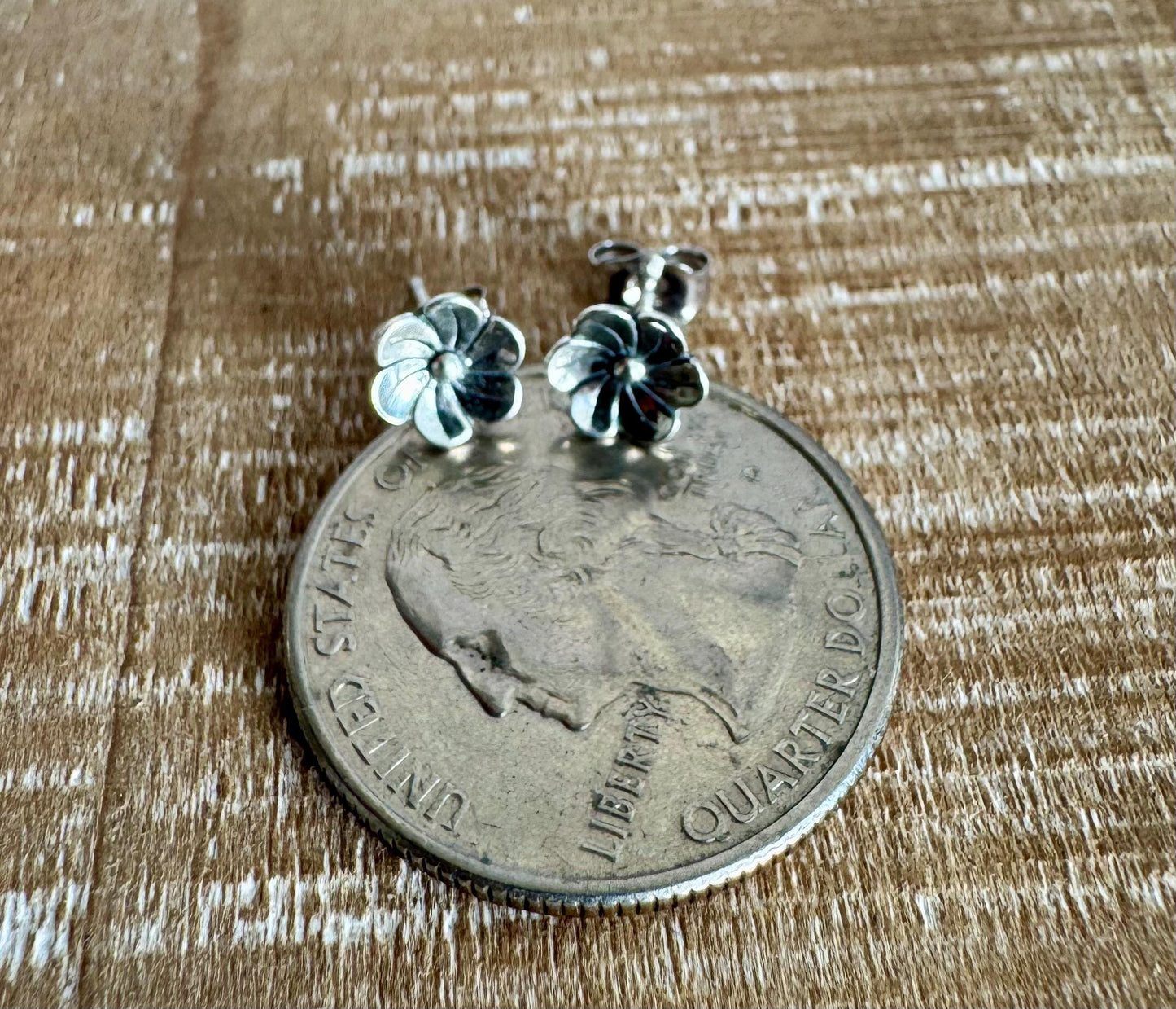 Flower sterling silver post earrings