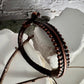 Leather bracelet with antique copper color cuff, dark brown or black leather option