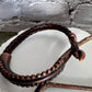 Leather bracelet with antique copper color cuff, dark brown or black leather option