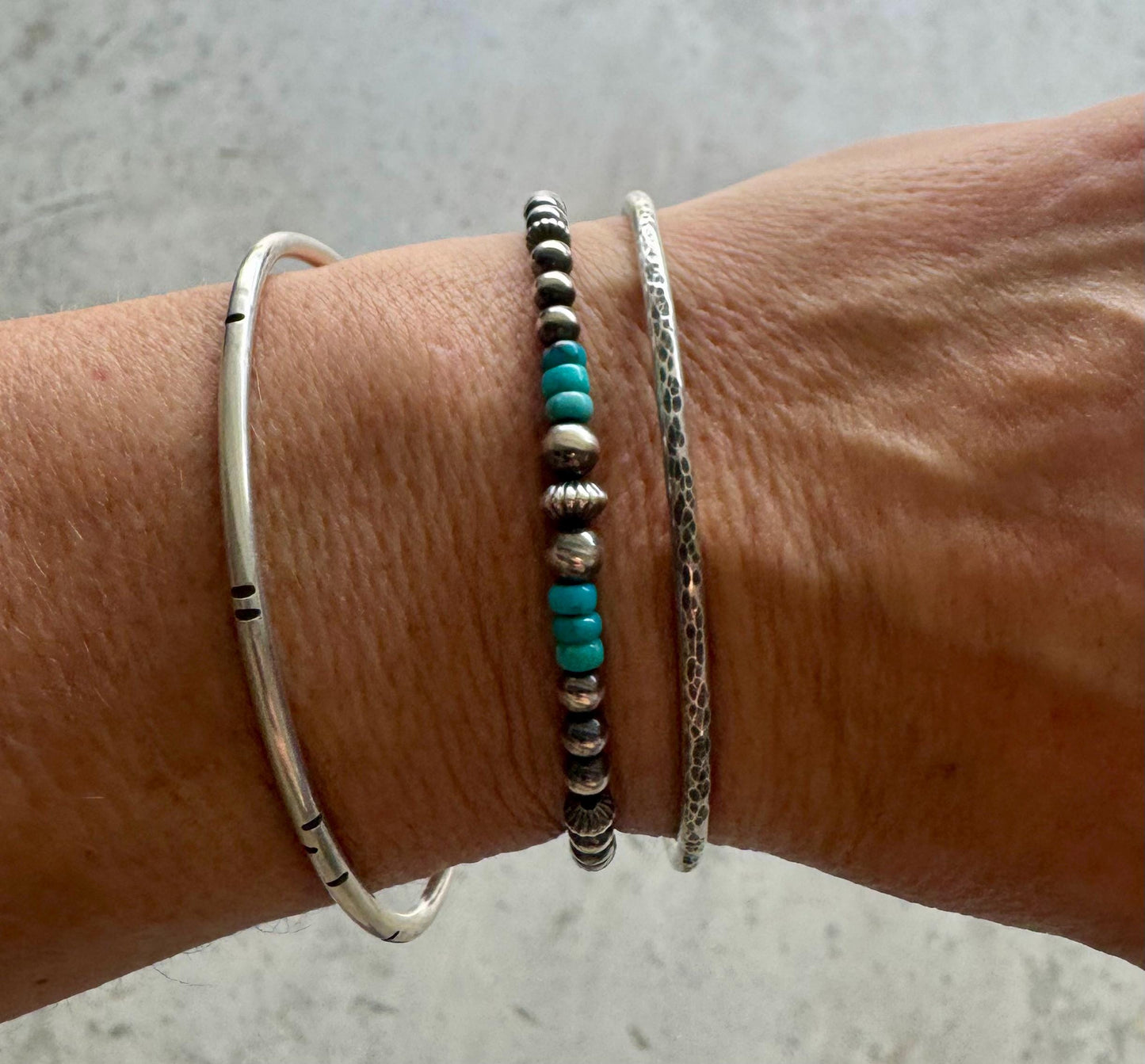 Navajo Pearls with Arizona Blue Turquoise Bracelet / Genuine Turquoise sterling silver bracelet / gemstone bracelet