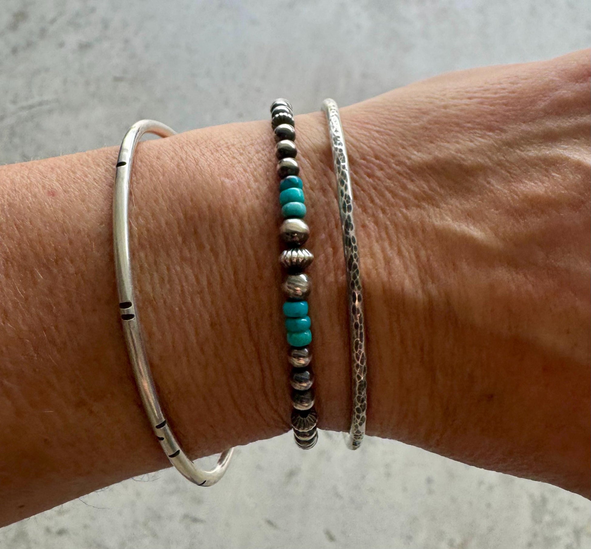 Navajo Pearls with Arizona Blue Turquoise Bracelet / Genuine Turquoise sterling silver bracelet / gemstone bracelet