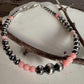 Navajo pearl with angel skin pink coral gemstone bracelet / sterling silver beaded gemstone bracelet