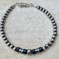 Navajo Pearl Bracelet with Black Onyx, Hematite Beaded Bracelet, Sterling Silver Bracelet, Gemstone Jewelry, Bracelet Gift