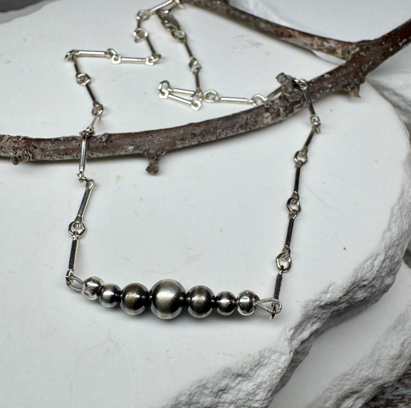 Navajo Pearl Ankle Bracelet, Bar Chain Anklet, Southwestern Style, Ankle Jewelry, Handmade Anklet