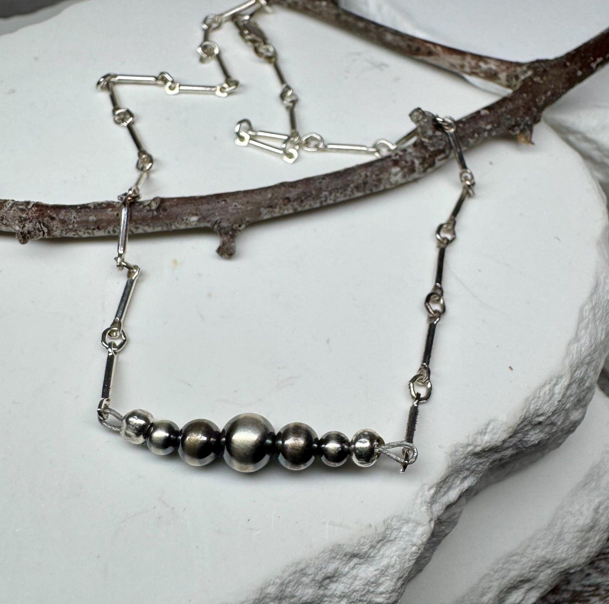 Navajo Pearl Ankle Bracelet, Bar Chain Anklet, Southwestern Style, Ankle Jewelry, Handmade Anklet