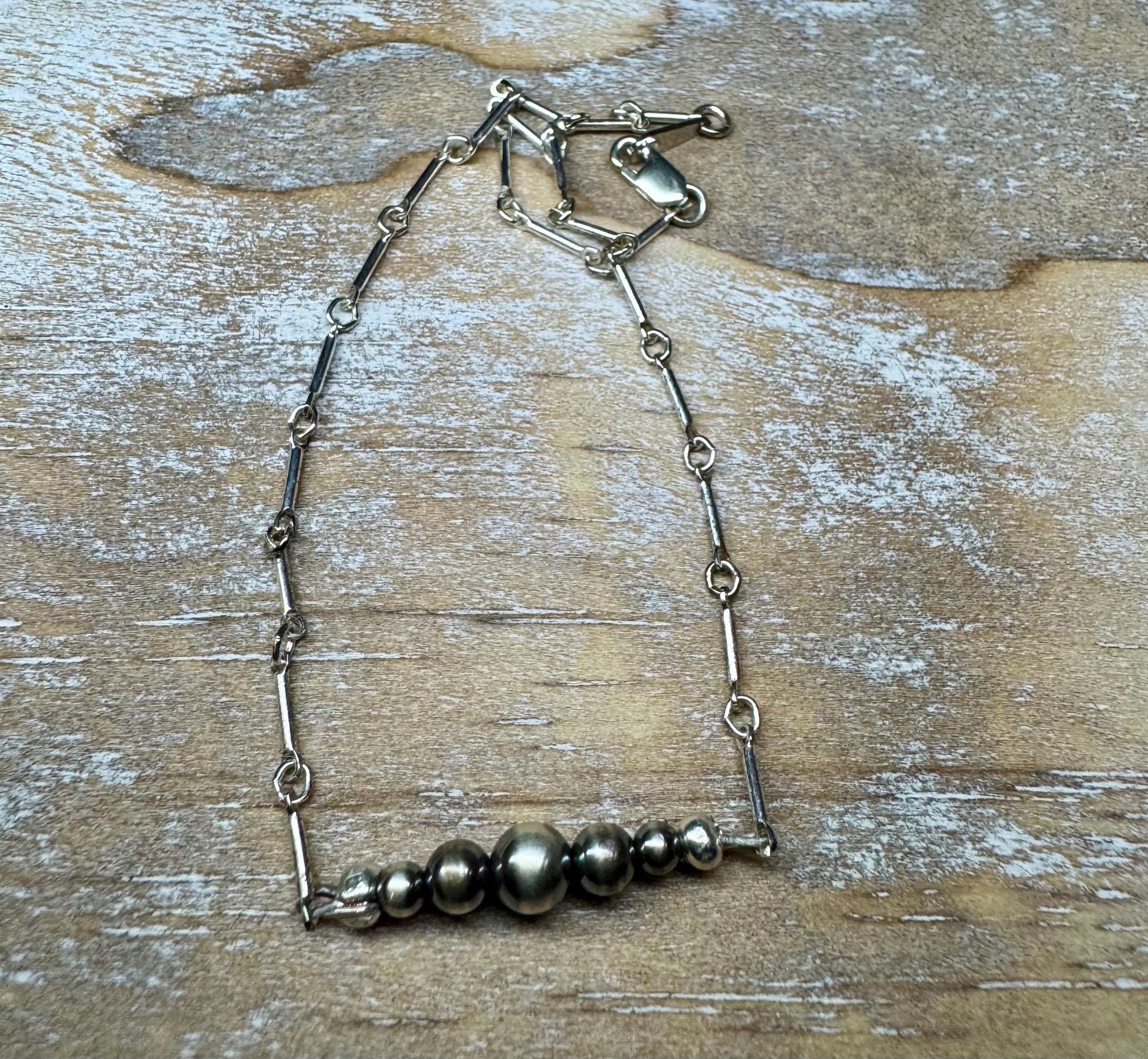 Navajo Pearl Ankle Bracelet, Bar Chain Anklet, Southwestern Style, Ankle Jewelry, Handmade Anklet