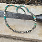 Turquoise and Navajo Pearl Necklace, Western Necklace, Sterling Silver Authentic Native Jewelry, Southwestern Necklace, Turquoise Jewelry