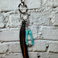 Kingman turquoise keychain with multi color leather tassel