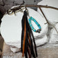 Kingman turquoise keychain with multi color leather tassel