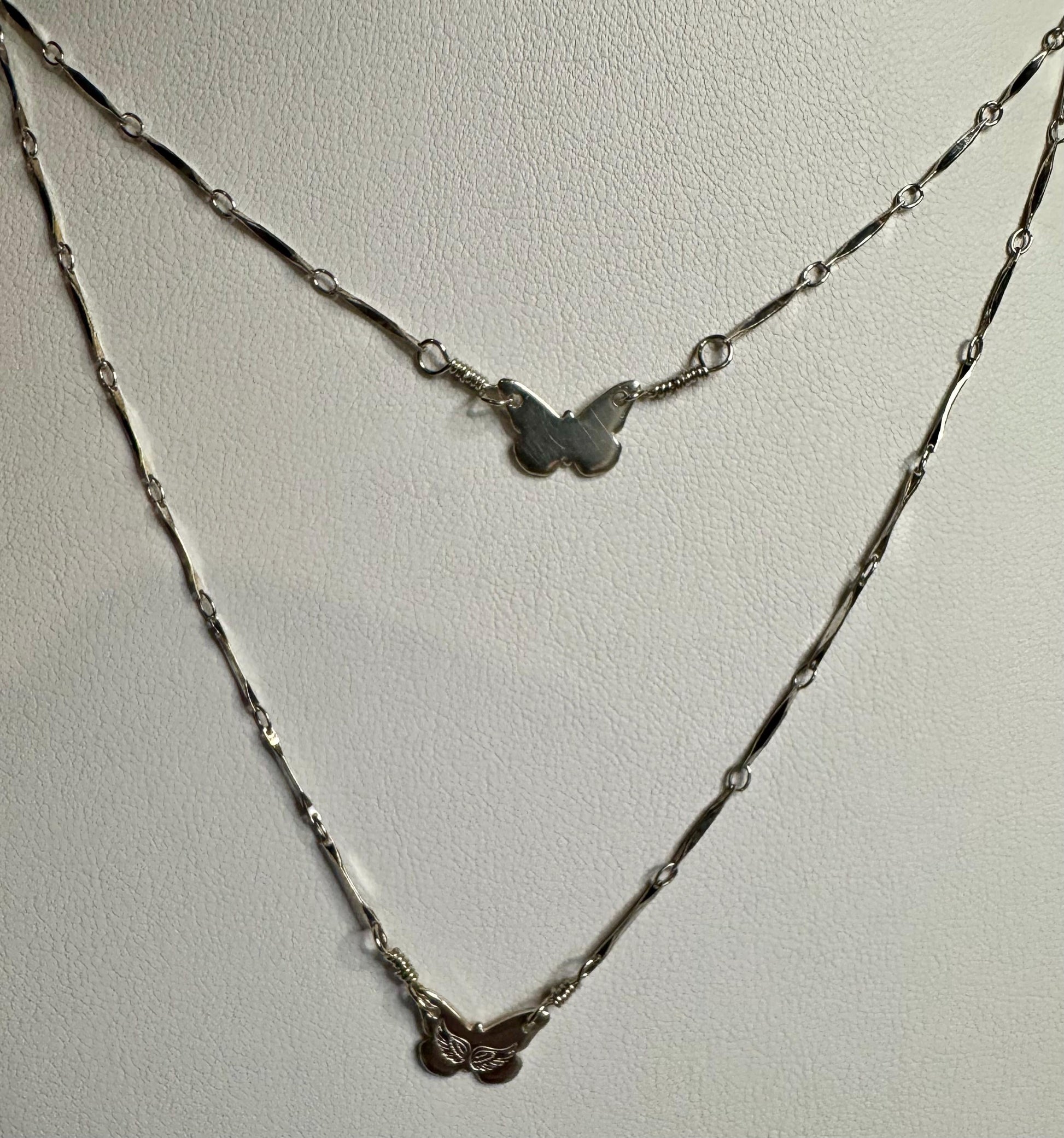 Sterling silver butterfly charm necklace / connector pendant necklace / personalized necklace