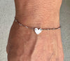 Sterling silver bracelet with tiny heart charm / connector bracelet / personalized bracelet
