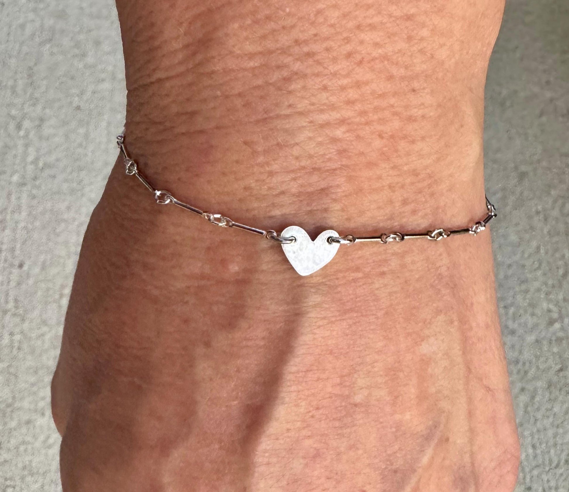 Sterling silver bracelet with tiny heart charm / connector bracelet / personalized bracelet