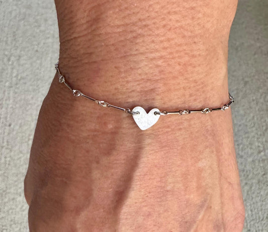 Sterling silver bracelet with tiny heart charm / connector bracelet / personalized bracelet