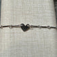 Sterling silver ankle bracelet with tiny heart connector, monogram charm ankle bracelet