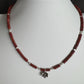 Red Creek Jasper gemstone necklace with sterling silver spacers and rose flower pendant