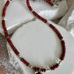 Red Creek Jasper gemstone necklace with sterling silver spacers and rose flower pendant
