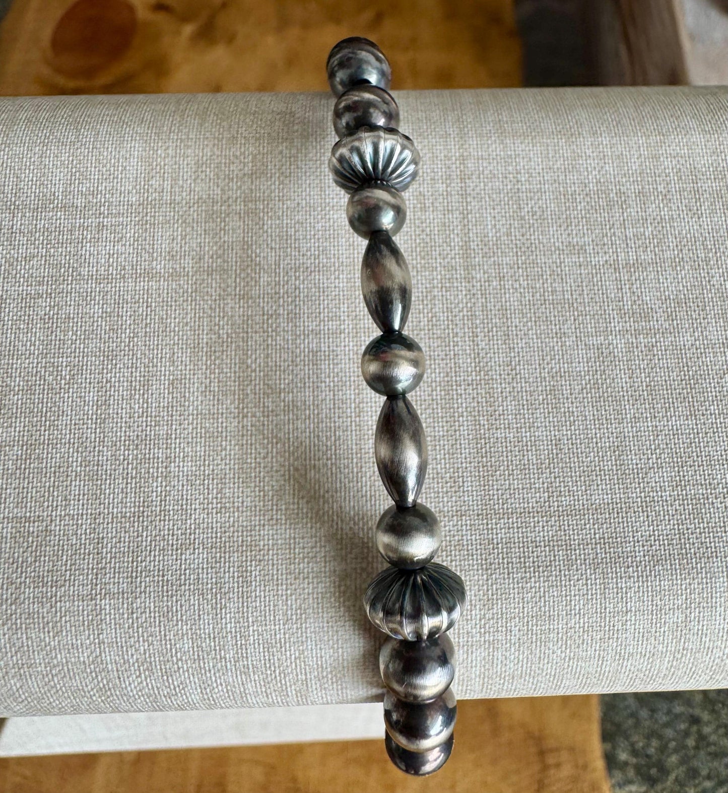 Navajo pearl bracelet / sterling silver beaded bracelet