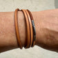 Multi leather wrap bracelet with bayonet closure/ wrap genuine leather bracelet