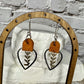 Leather teardrop earrings with chevron chain / genuine suede leather earrings