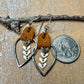 Leather teardrop earrings with chevron chain / genuine suede leather earrings