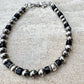 Navajo Pearl Bracelet with black onyx bracelet / sterling silver beaded gemstone bracelet