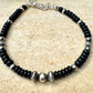 Navajo Pearl Bracelet with Black Onyx / sterling silver beaded gemstone bracelet