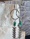 Sterling silver earrings with chain with turquoise gemstone / gemstone beaded sterling silver earrings