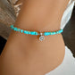 Turquoise Sterling Silver Ankle Bracelet, Heart Charm Ankle Bracelet, Sterling Ankle Jewelry, Gift for Her, Ankle Accessory, Gift Idea