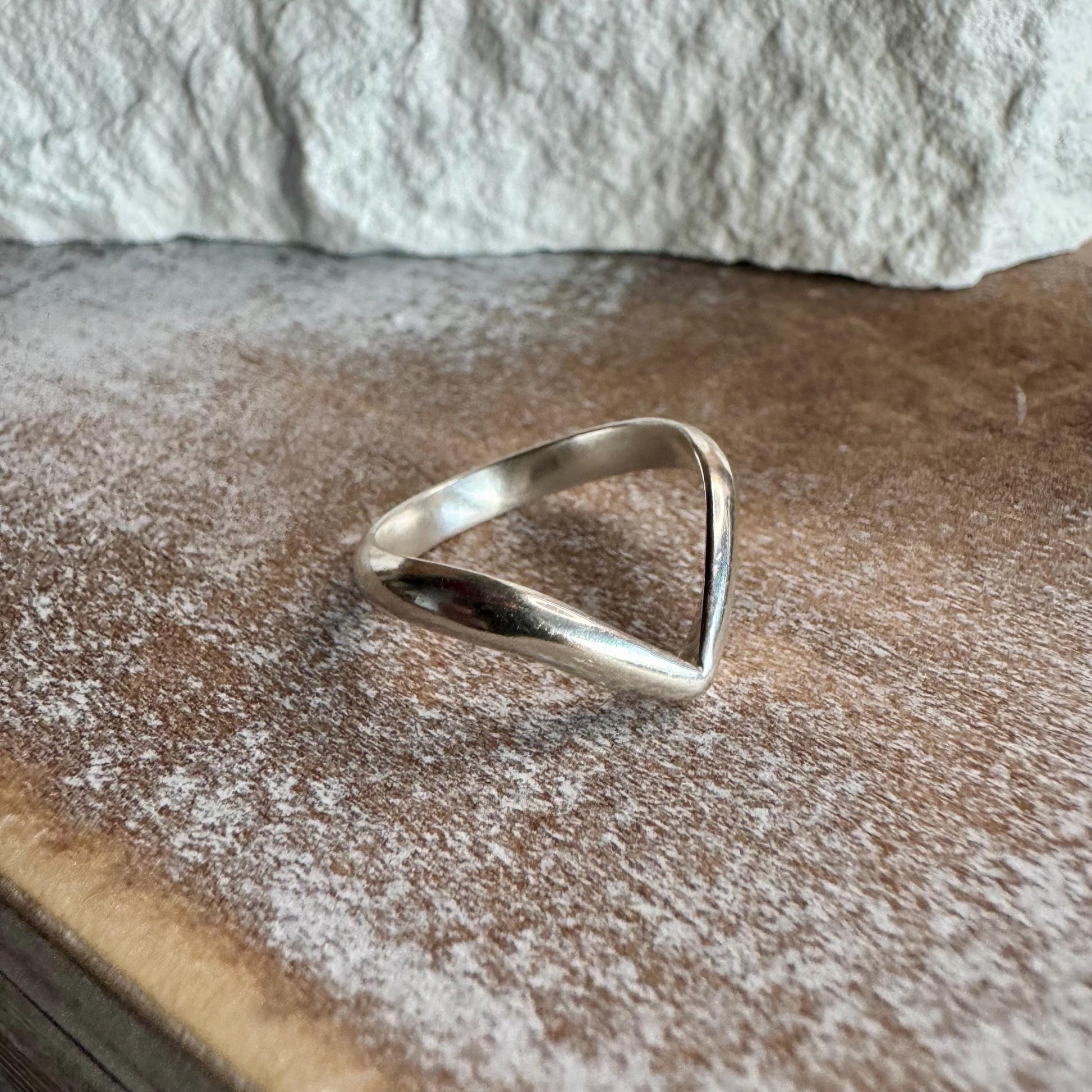 Chevron Ring, Wishbone Ring, Half Round Smooth Ring, Unique Ring for Her, Minimalist Jewelry, Stacking Ring, Thoughtful Gift