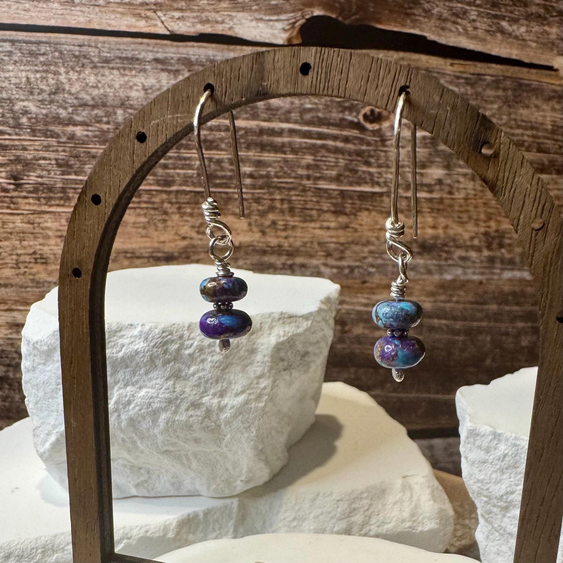 Spotted Mohave Purple Turquoise Earrings, Turquoise Jewelry, Gemstone Earrings, Purple Stone Earrings, Gift For Her