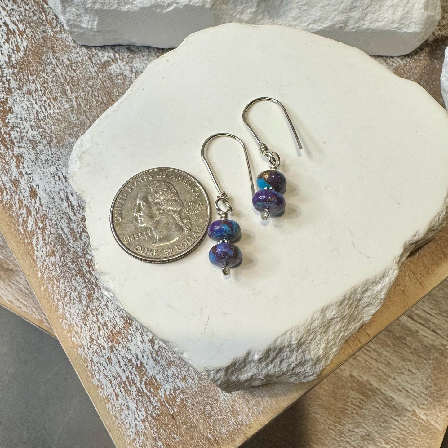 Spotted Mohave Purple Turquoise Earrings, Turquoise Jewelry, Gemstone Earrings, Purple Stone Earrings, Gift For Her