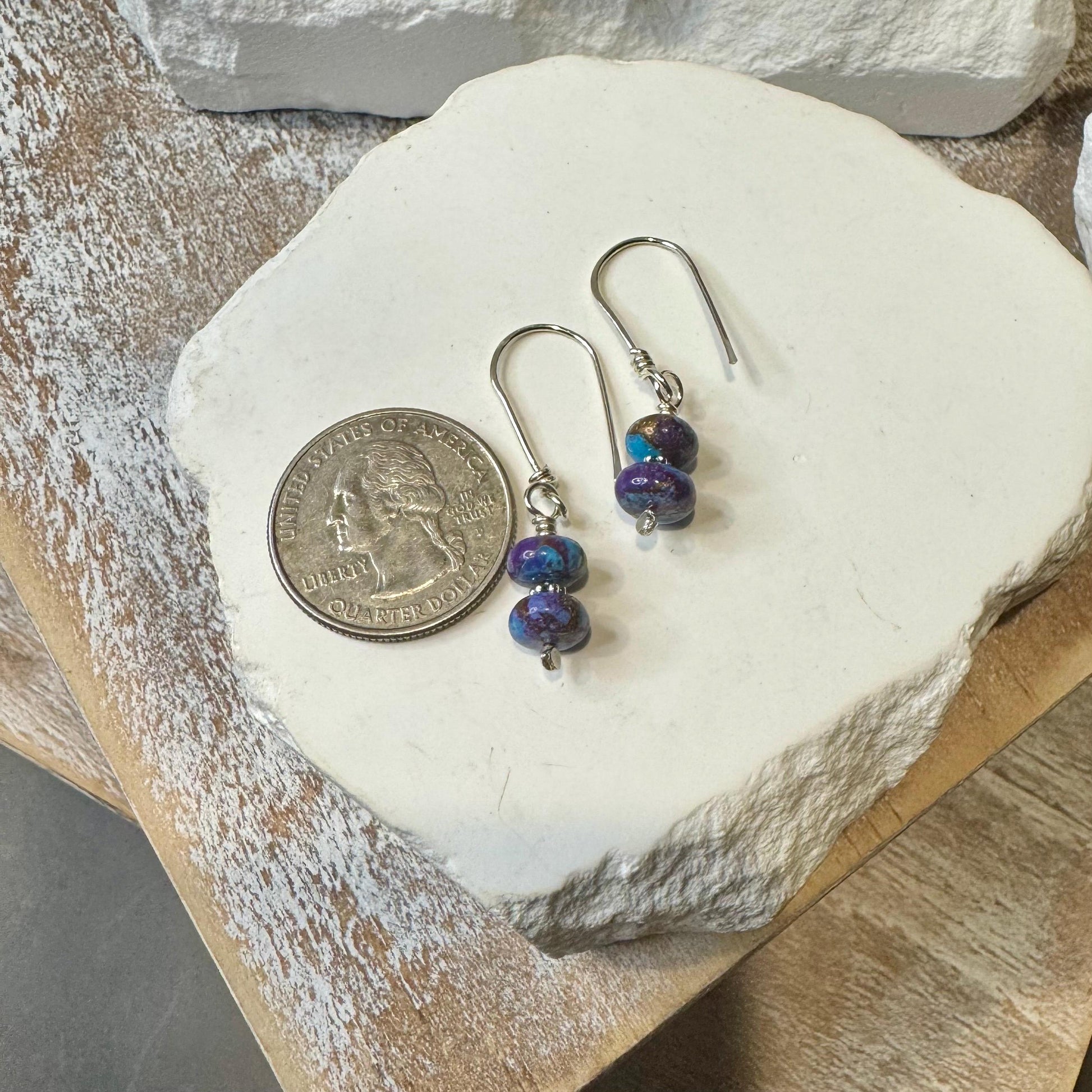 Spotted Mohave Purple Turquoise Earrings, Turquoise Jewelry, Gemstone Earrings, Purple Stone Earrings, Gift For Her