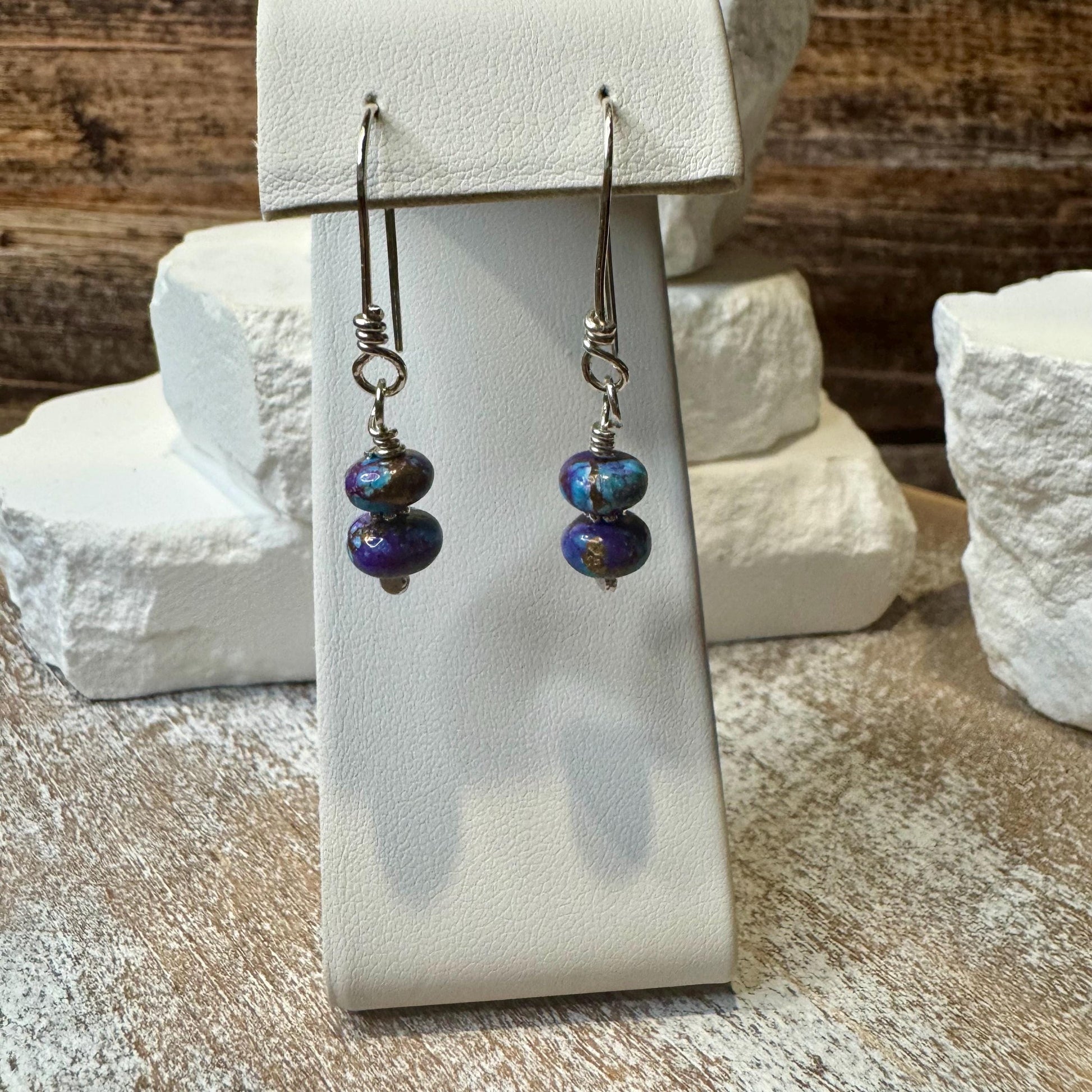 Spotted Mohave Purple Turquoise Earrings, Turquoise Jewelry, Gemstone Earrings, Purple Stone Earrings, Gift For Her