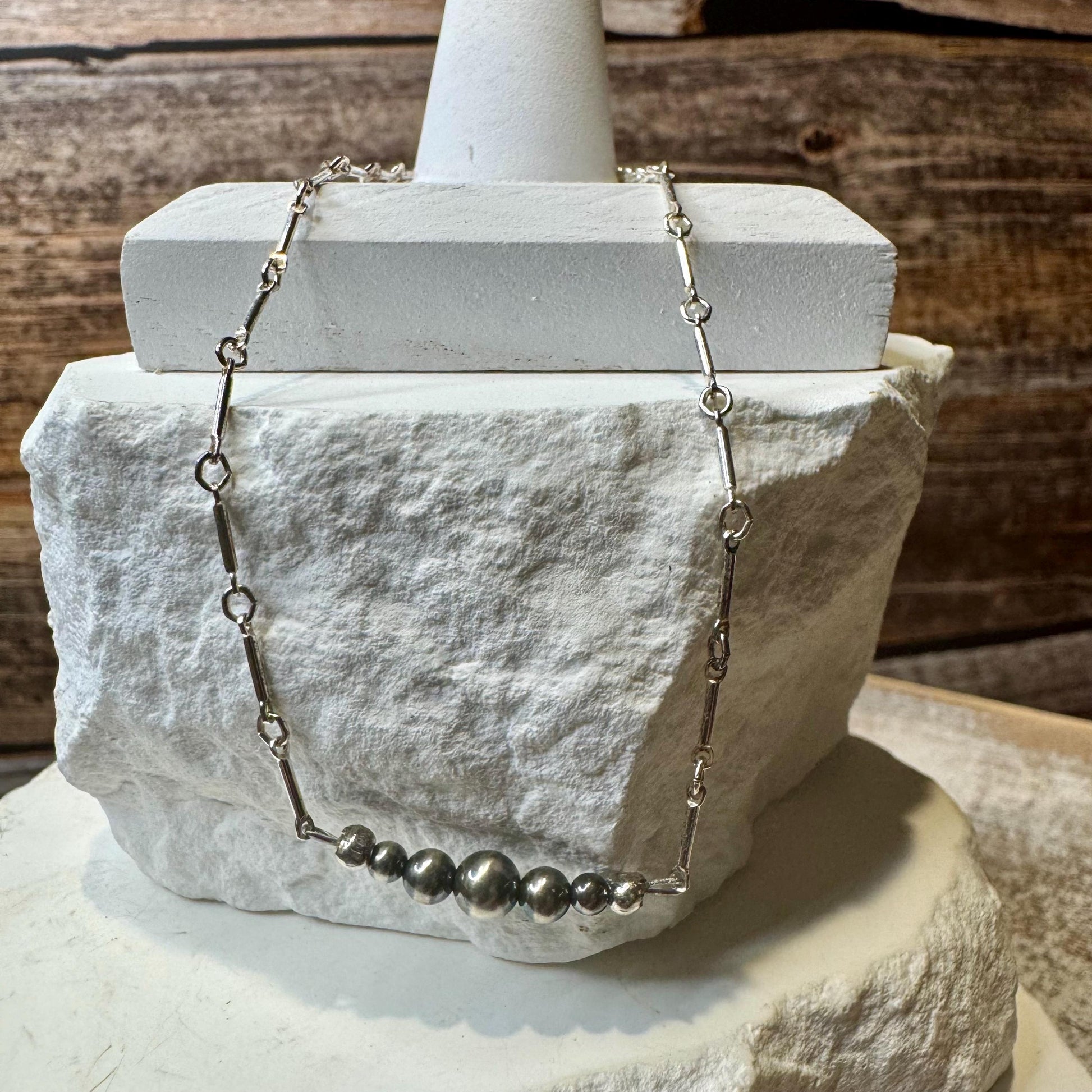 Navajo Pearl Ankle Bracelet, Bar Chain Anklet, Southwestern Style, Ankle Jewelry, Handmade Anklet