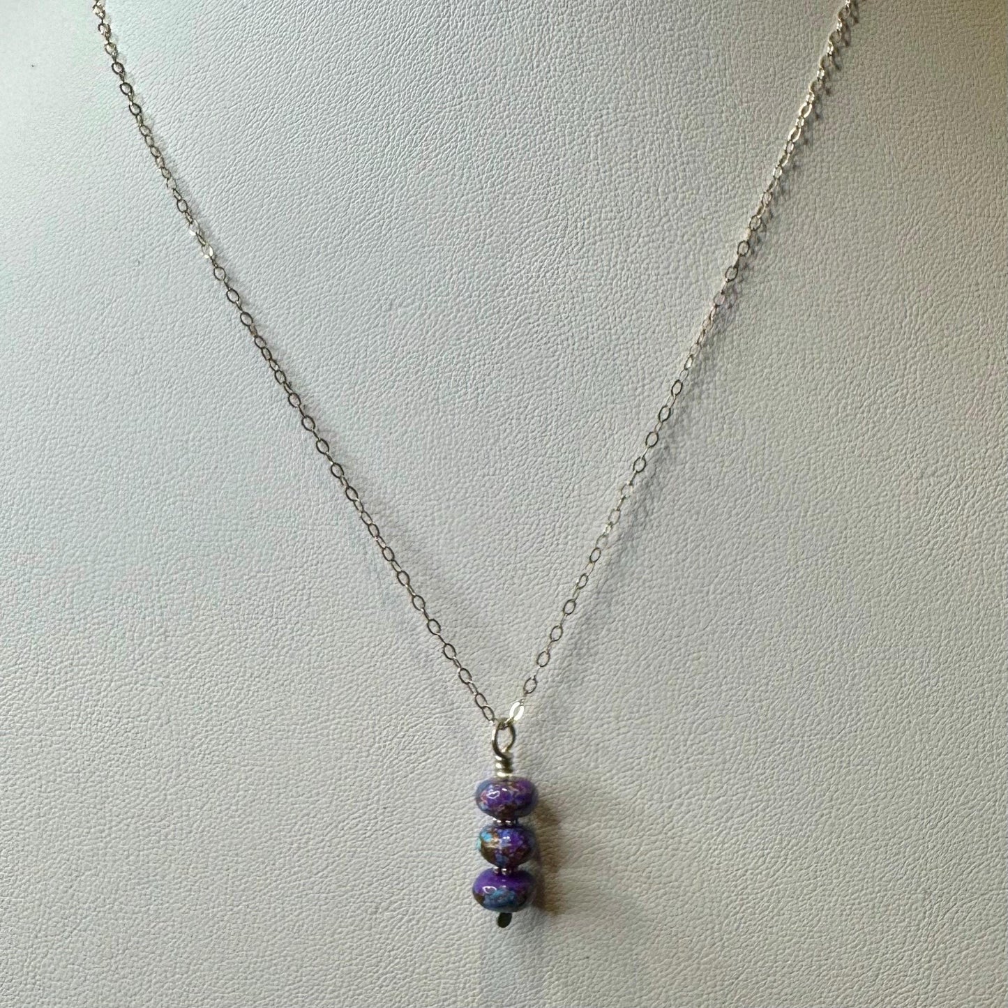 Mohave Purple Turquoise Pendant Necklace, Sterling Silver Necklace, Gemstone Pendant, Beaded Necklace, Gift for Her, Unique Gift