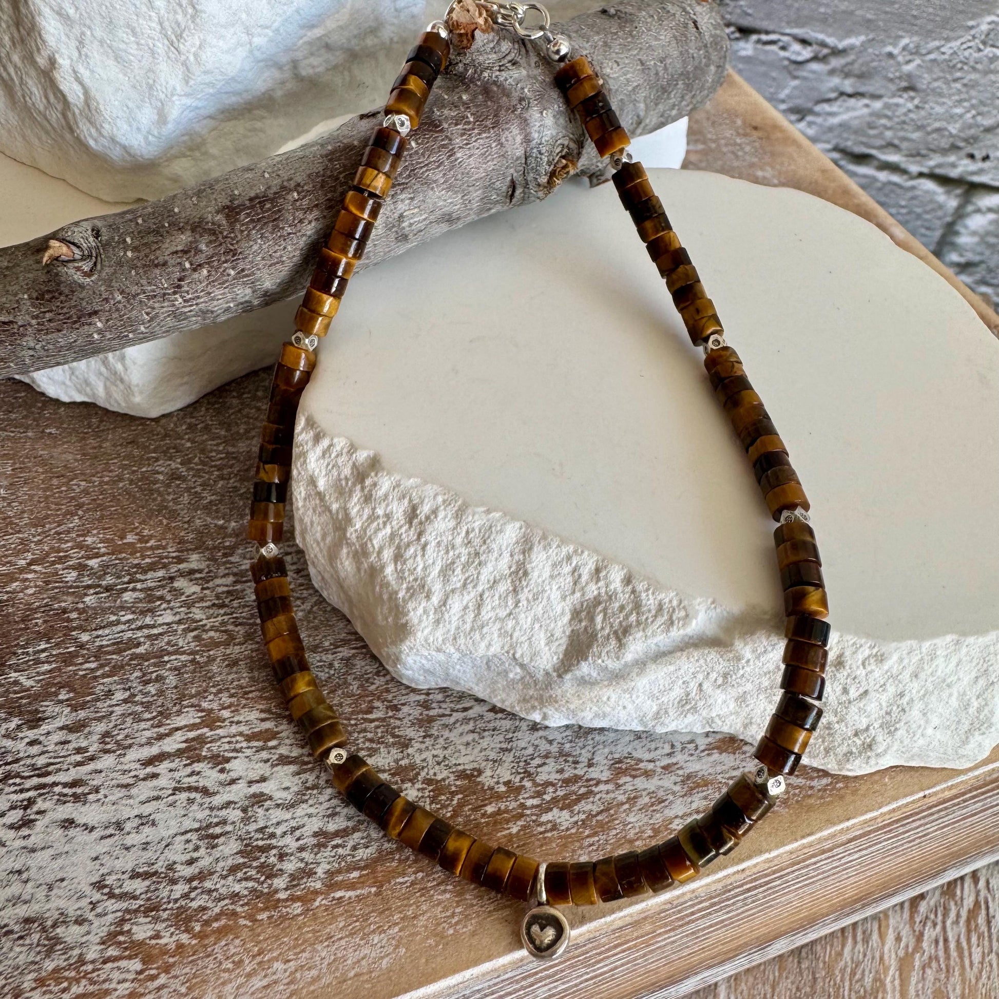 Tiger's eye sterling silver ankle bracelet / ankle bracelet