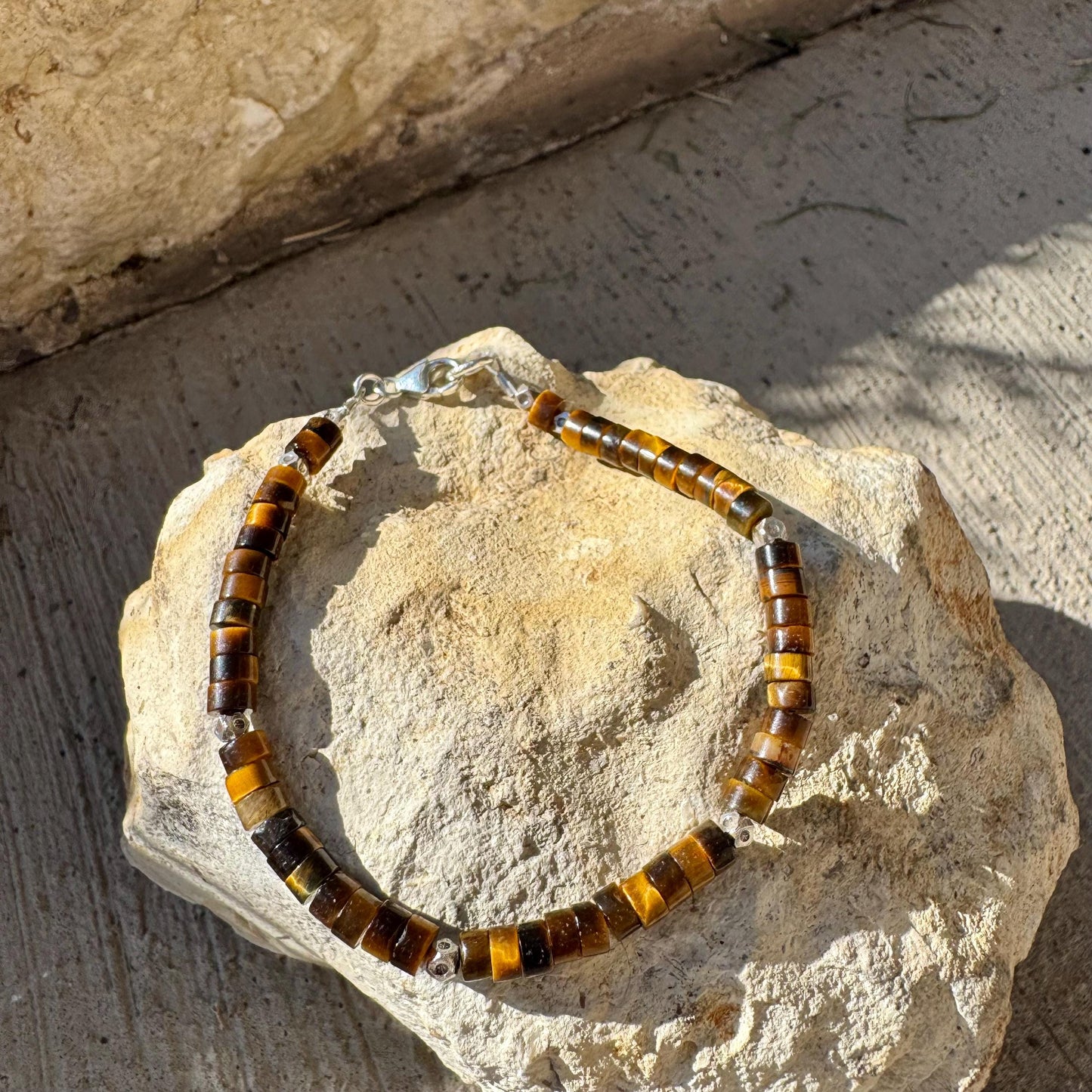 Tiger's eye sterling silver beaded / gemstone bracelet