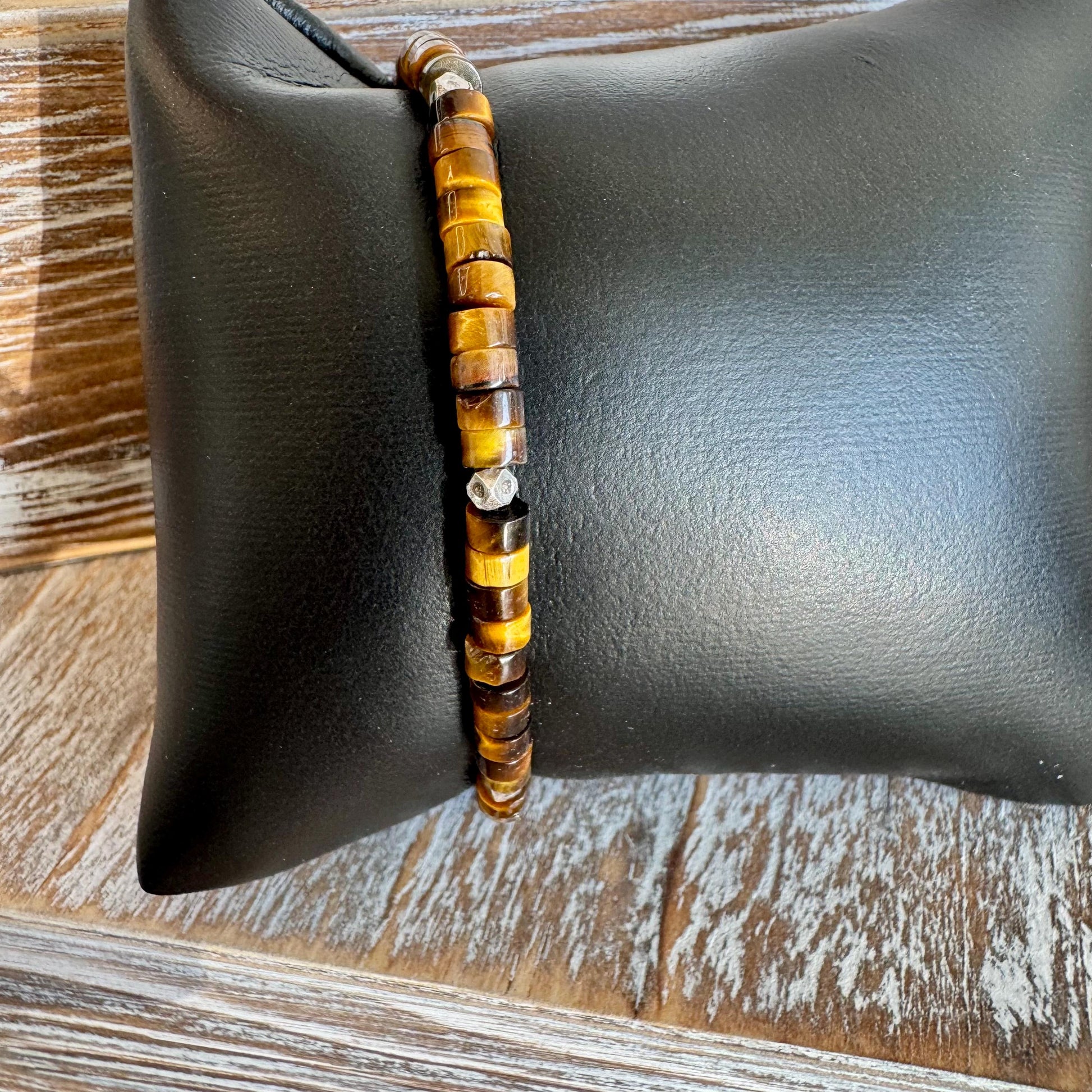 Tiger's eye sterling silver beaded / gemstone bracelet
