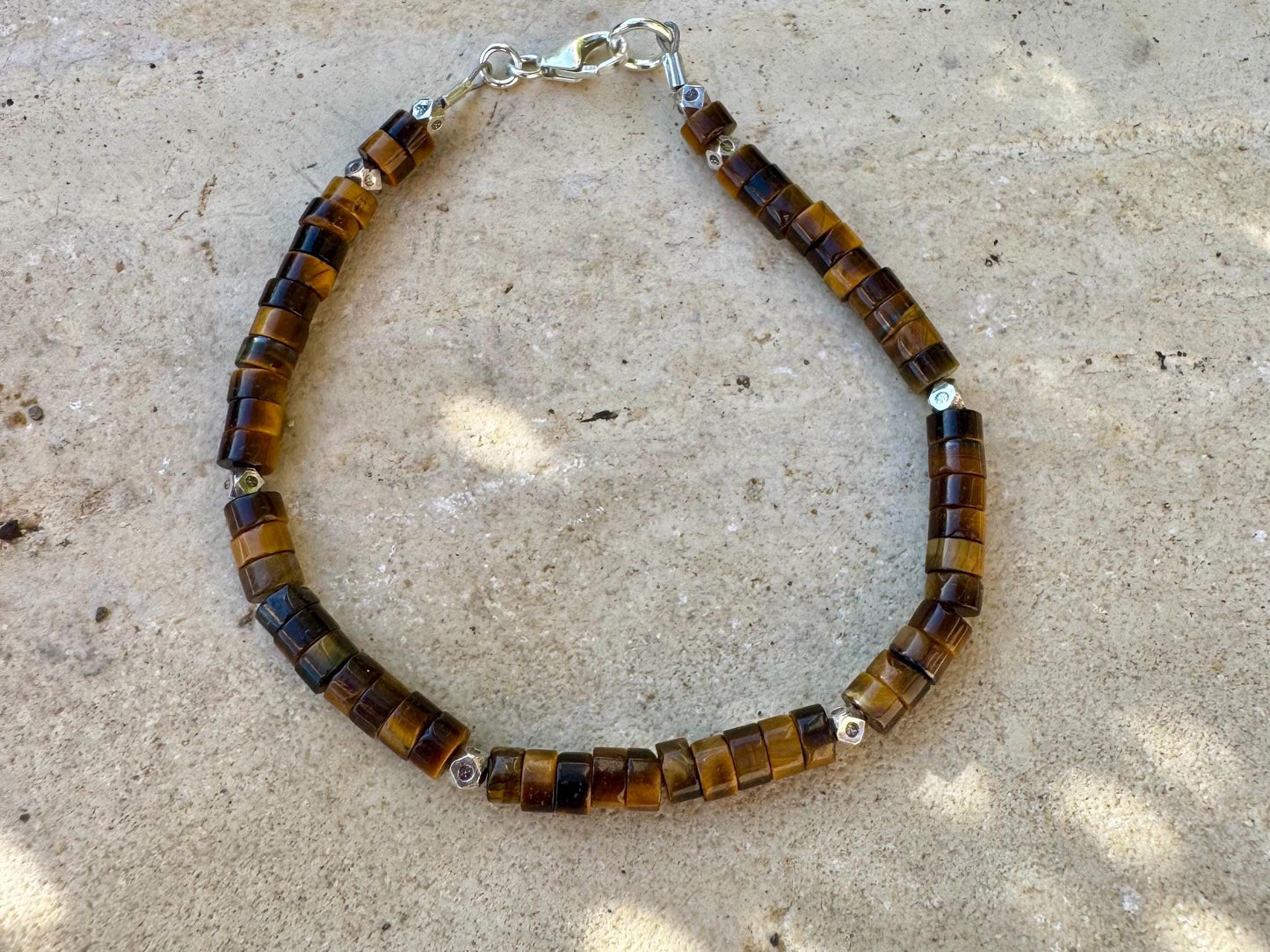 Tiger's eye sterling silver beaded / gemstone bracelet